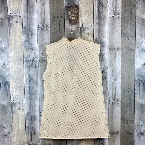 Victoria Beckham Pleat Metallic Dot Tank in Cream Gold Combo Size Medium. - Picture 2 of 8
